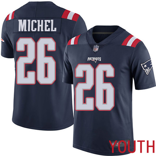 New England Patriots Football #26 Rush Vapor Untouchable Limited Navy Blue Youth Sony Michel NFL Jersey